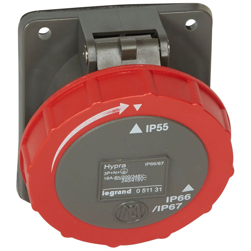 Legrand 051131 - Prise fixe Hypra IP66/67-55 16A - 380V~ à 415V~ - 3P+N+T - plastique