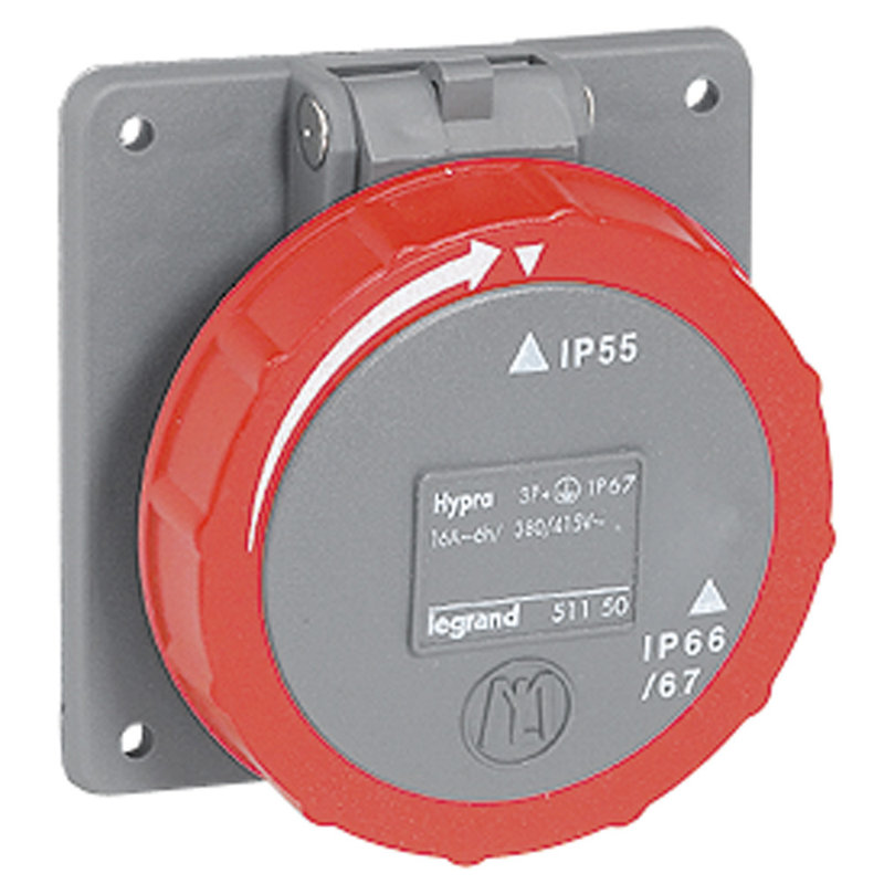 Legrand 051150 - Prise à entraxes unifiés Hypra IP66/67-55 - 380V~ à 415V~ - 3P+T- plastique