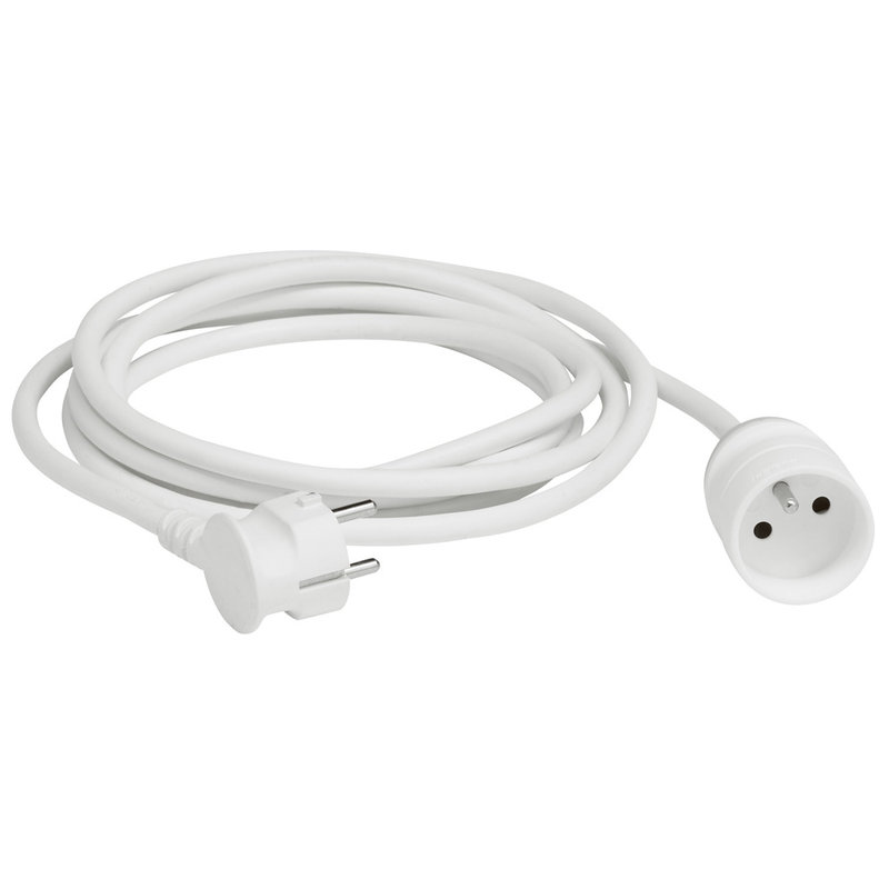 Legrand 051601 - Rallonge domestique 2P+T avec éclips de protection longueur 5m - blanc
