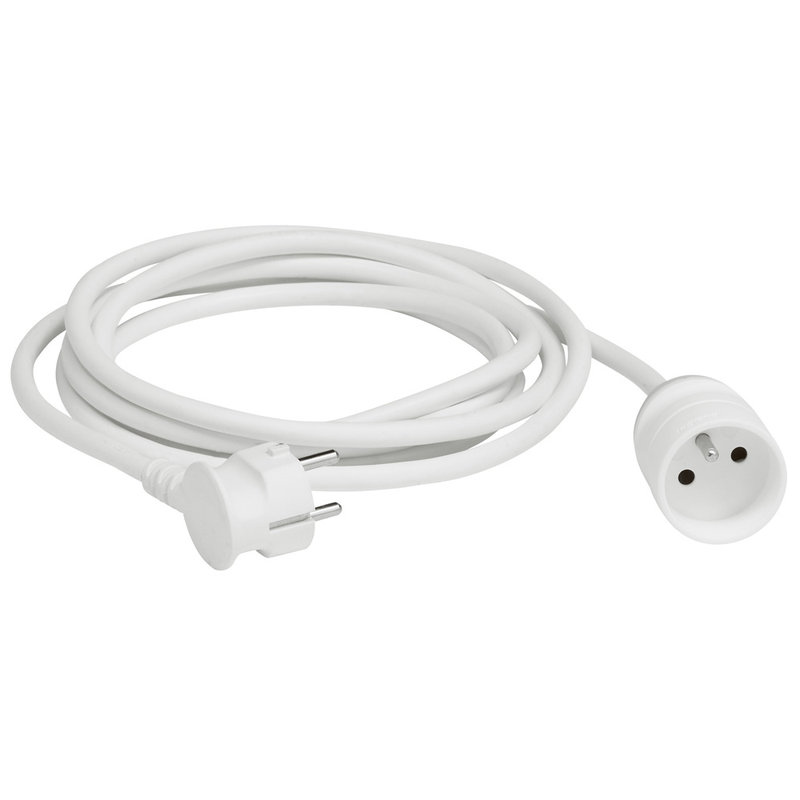 Legrand 051602 - Rallonge domestique 2P+T avec éclips de protection longueur 10m - blanc