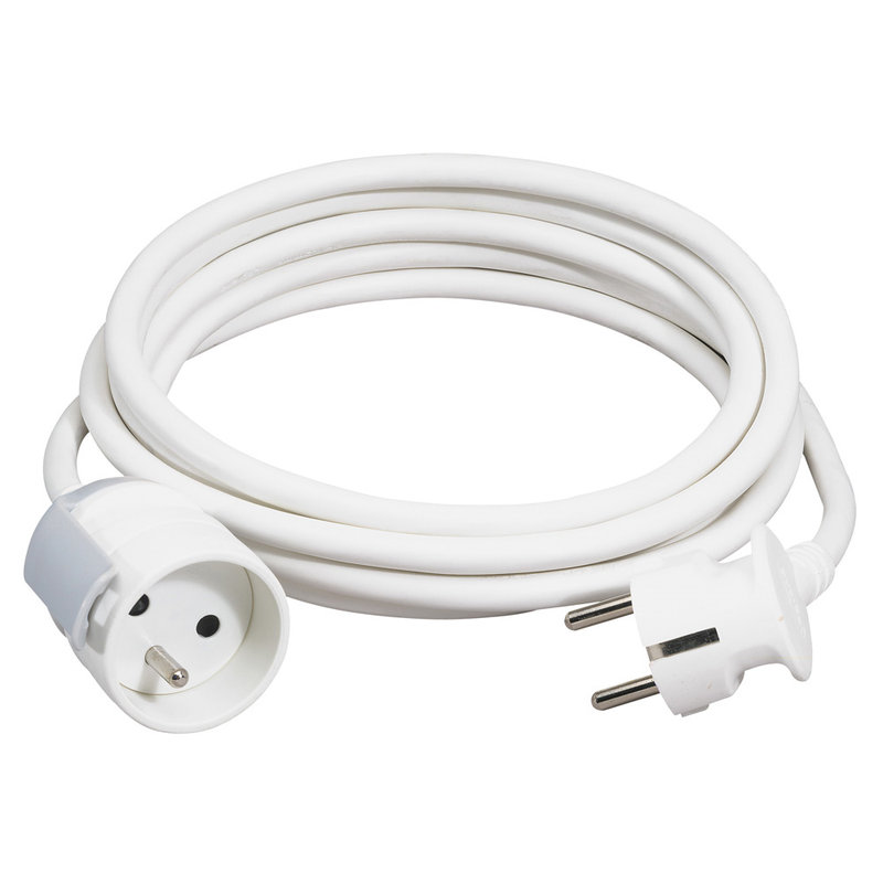 Legrand 051604 - Rallonge domestique 2P+T avec crochet de suspension + éclips - long.5m - blanc