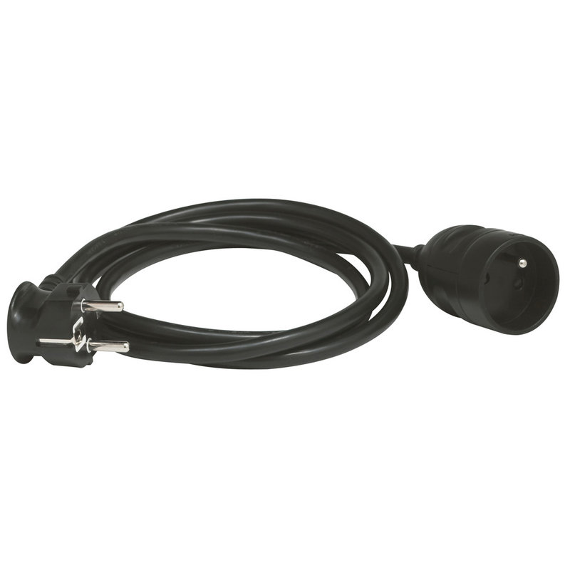 Legrand 051610 - Rallonge domestique 2P+T avec éclips de protection longueur 5m - noir