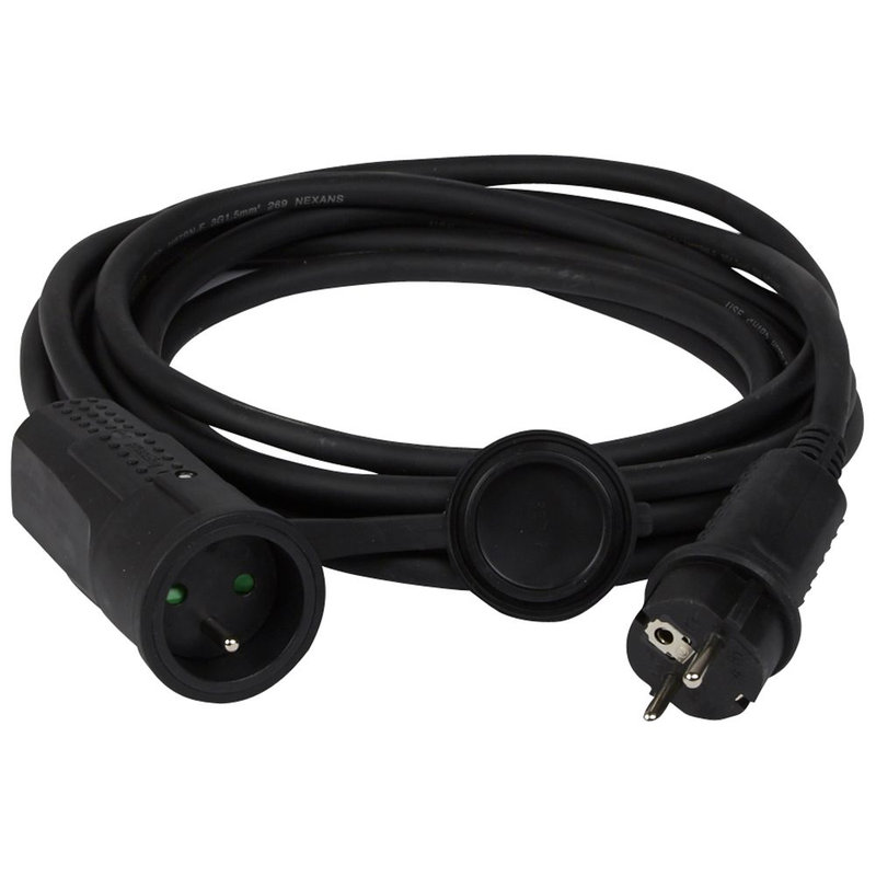 Legrand 051625 - Rallonge 2P+T 16A IP44 IK08 prolongateur ergonomique en caoutchouc et câble 5m