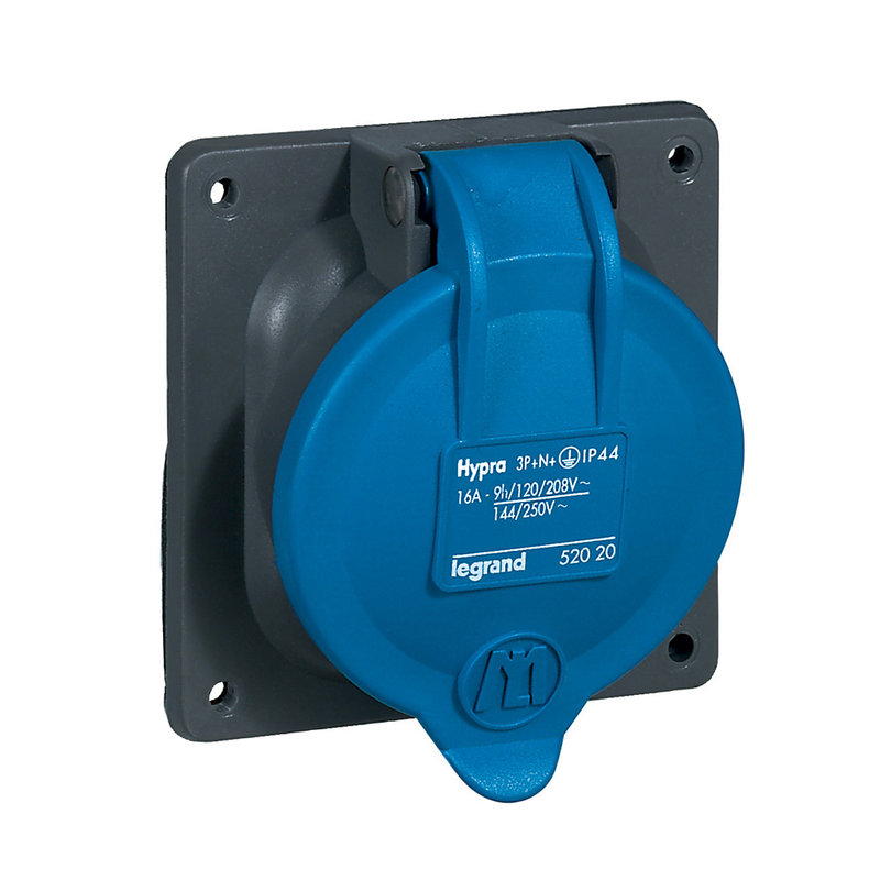 Legrand 052020 - Prise à entraxes unifiés Hypra IP44 16A - 200V~ à 250V~ - 3P+N+T - plastique