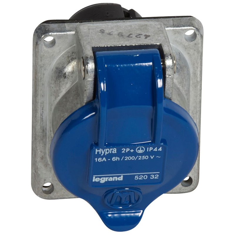 Legrand 052032 - Prise fixe Hypra IP44 16A - 200V~ à 250V~ - 2P+T - métal
