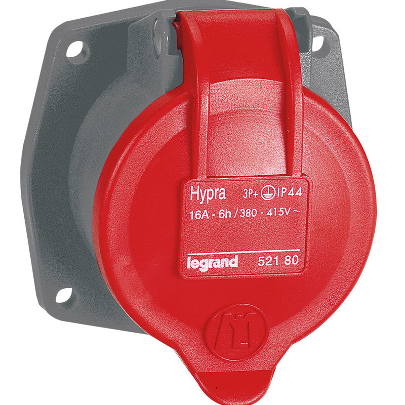 Legrand 052180 - Prise Hypra 16A pour remplacement Martin Lunel 10A -3P+T -380/415V~ -plastique