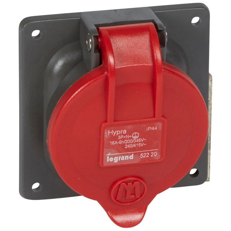 Legrand 052220 - Prise à entraxes unifiés Hypra IP44 16A - 380V~ à 415V~ - 3P+N+T - plastique
