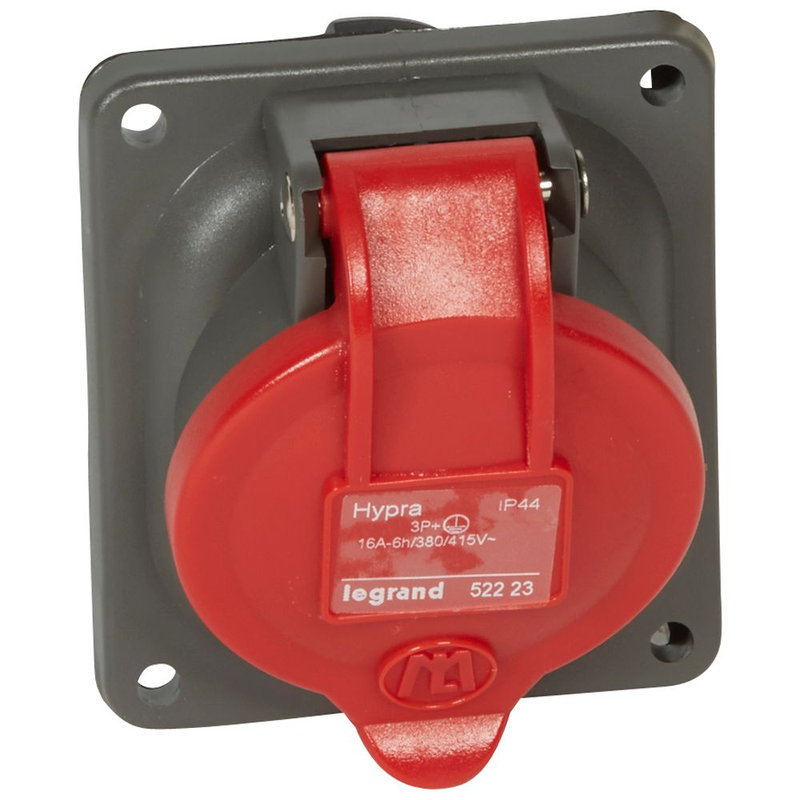 Legrand 052223 - Prise fixe Hypra IP44 16A - 380V~ à 415V~ - 3P+T - plastique