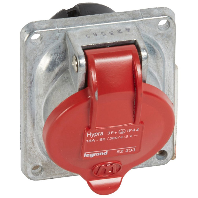 Legrand 052233 - Prise fixe Hypra IP44 16A - 380V~ à 415V~ - 3P+T - métal