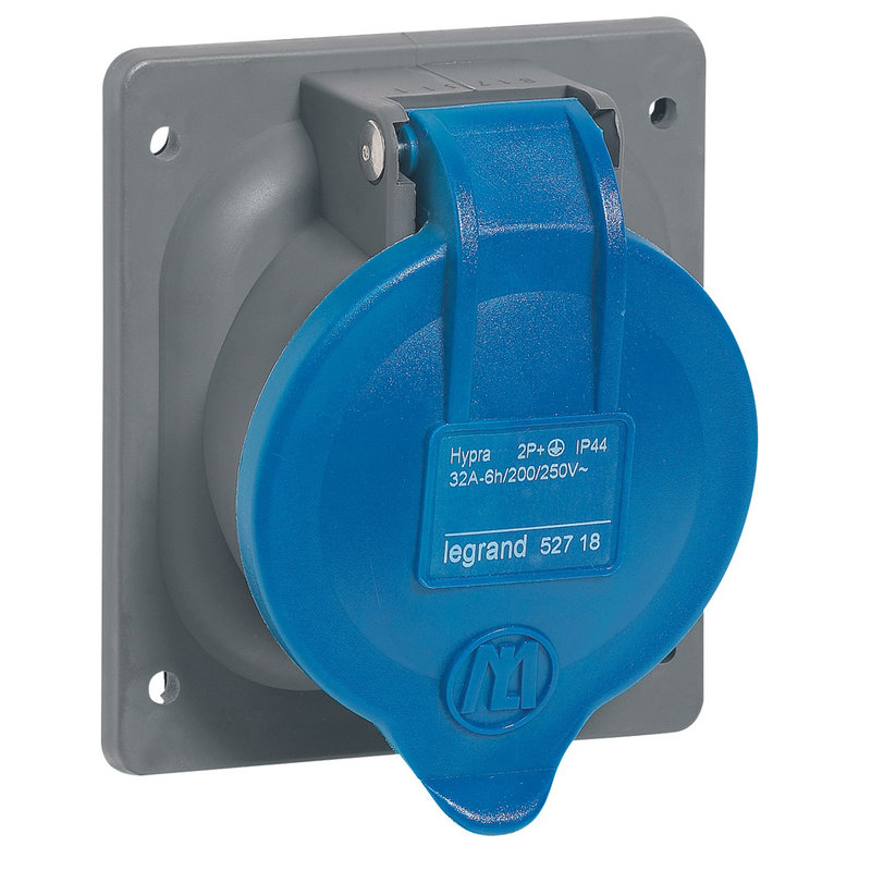 Legrand 052718 - Prise à entraxes unifiés fixe Hypra IP44 32A - 200V~ à 250V~ - 2P+T - plastique