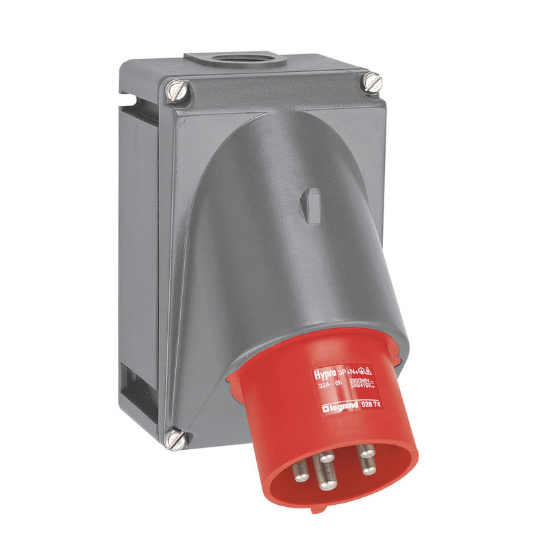 Legrand 052874 - Fiche inclinée Hypra IP44 32A - 380V~ à 415V~ - 3P+N+T - plastique