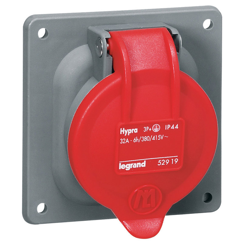 Legrand 052919 - Prise à entraxes unifiés fixe Hypra IP44 32A - 380V~ à 415V~ - 3P+T - plastique