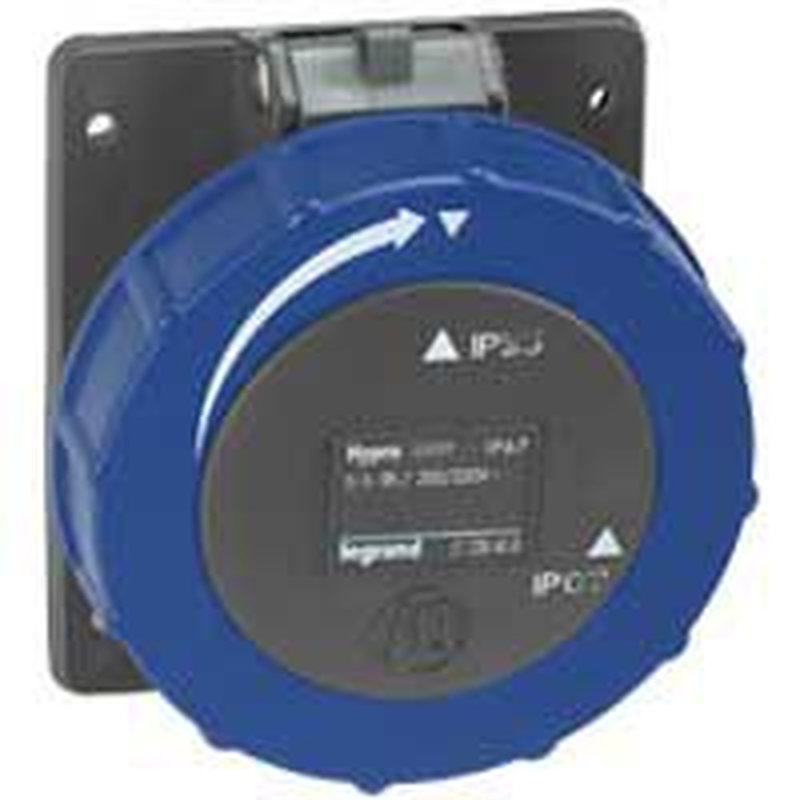 Legrand 051147 - Prise à entraxes unifiés Hypra IP66/67-55 - 200V~ à 250V~ - 3P+T - plastique