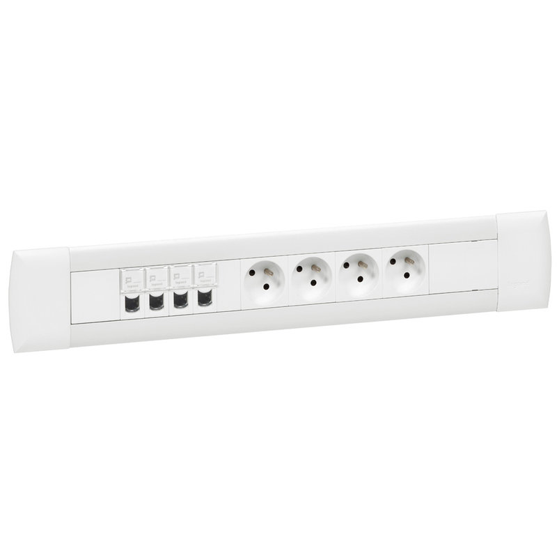 Legrand 053469 - Bloc nourrice encastrée cuve 1 rangée - 4x2P+T + 4xRJ45