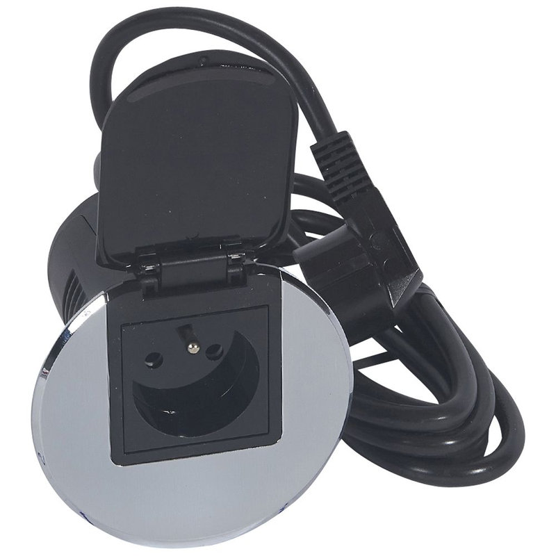 Legrand 054052 - Module de bureau encastré avec 1 prise 2P+T - métal