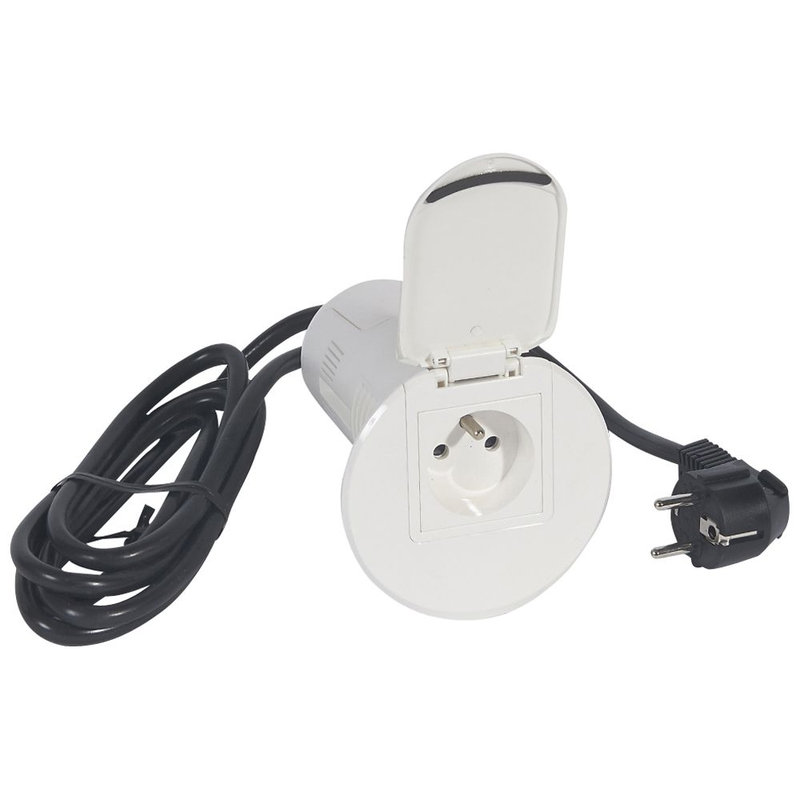 Legrand 054058 - Module de bureau encastré - 2P+T + Prise USB + enrouleur RJ45 - blanc