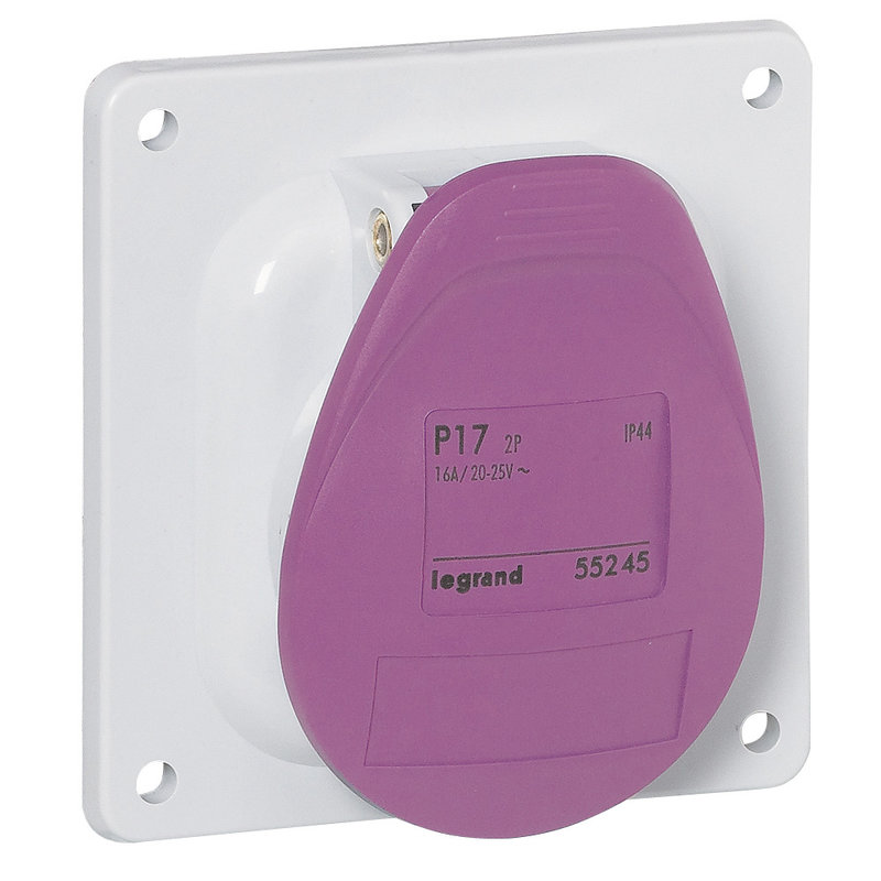 Legrand 055245 - Prise à entraxes unifiés fixe P17 IP44 16A - 20V~ à 25V~ - 2P