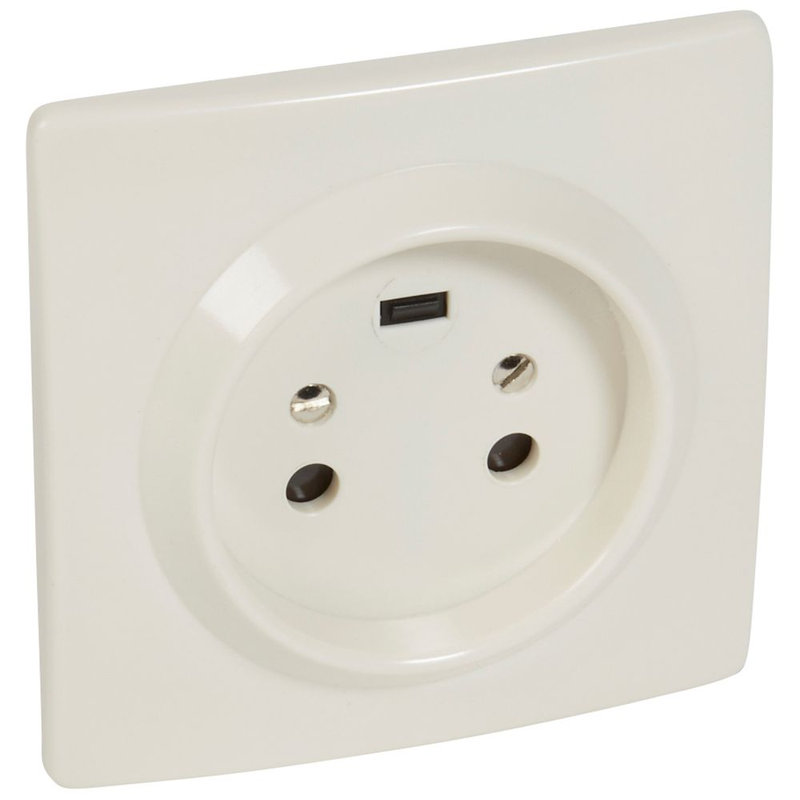 Legrand 055452 - Socle 2P+T à vis avec éclips de protection dimensions 95x95mm