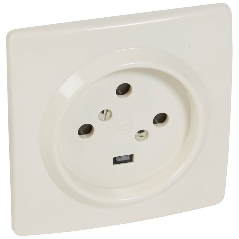 Legrand 055455 - Socle 3P+T à vis avec éclips de protection dimensions 95x95mm