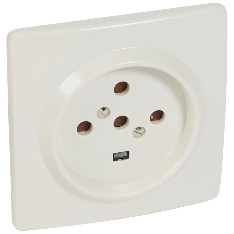 Legrand 055457 - Socle 3P+N+T à vis avec éclips de protection dimensions 95x95mm