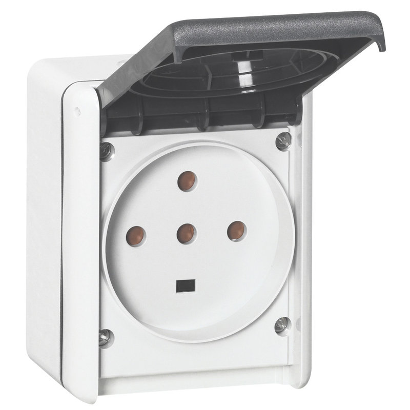 Legrand 055877 - Prise étanche 3P+T+N 32A Plexo complet IP44 saillie - gris