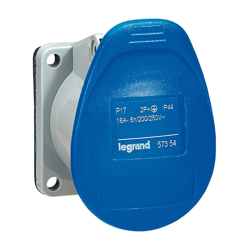 Legrand 057354 - Prise à encombrement réduit fixe P17 IP44 16A - 200V~ à 250V~ - 2P+T