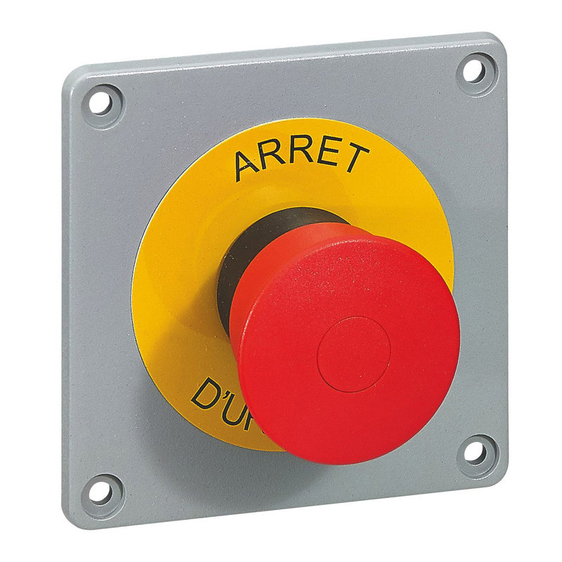 Legrand 057745 - Bouton de coupure d'urgence Osmoz pour coffret P17 - plastron pré-percé
