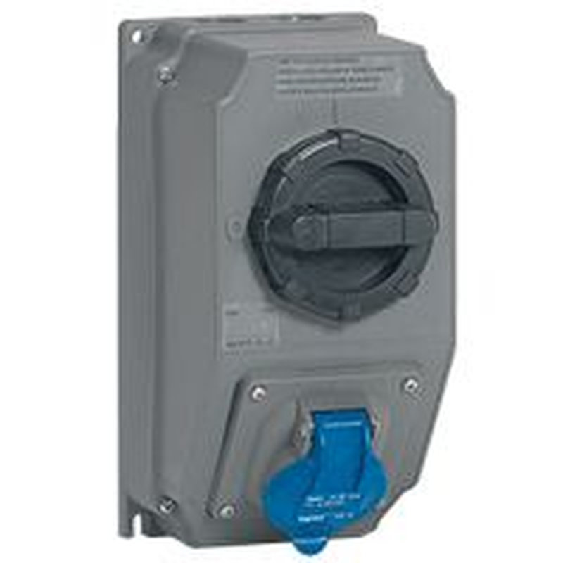 Legrand 059243 - Coffret monoprise Hypra IP44 -1prise 2P+T 32A 200V~ à 250V~ 2P+T +1 interrupteur