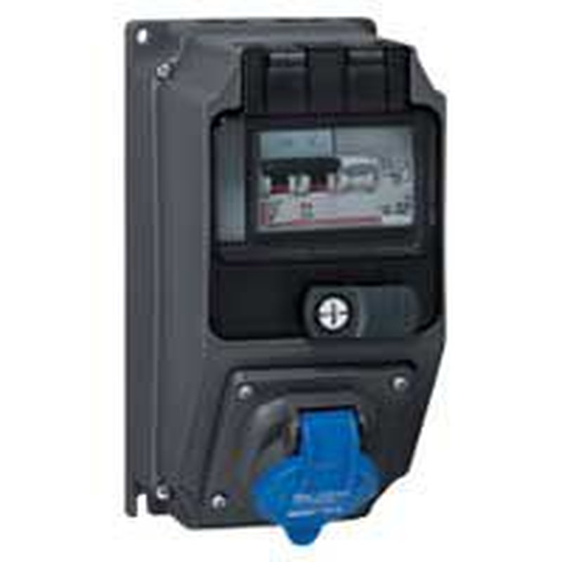 Legrand 059247 - Coffret monoprise Hypra IP44 - prise 2P+T 32A 200V~ à 250V~ + disjoncteur diff