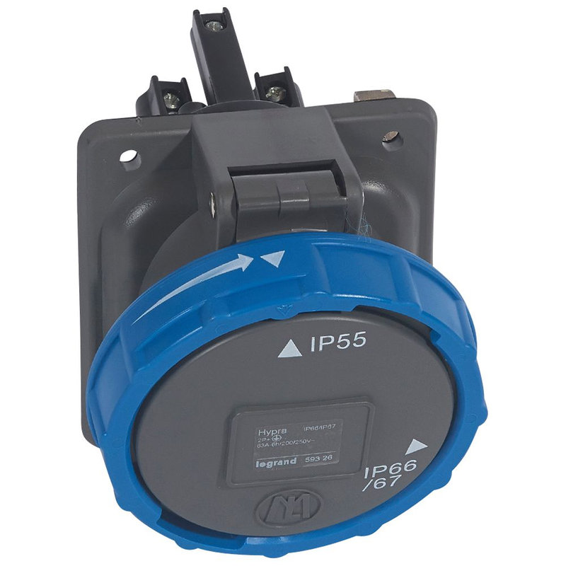 Legrand 059326 - Prise fixe Hypra IP66/67-55 63A - 200V~ à 250V~ - 2P+T