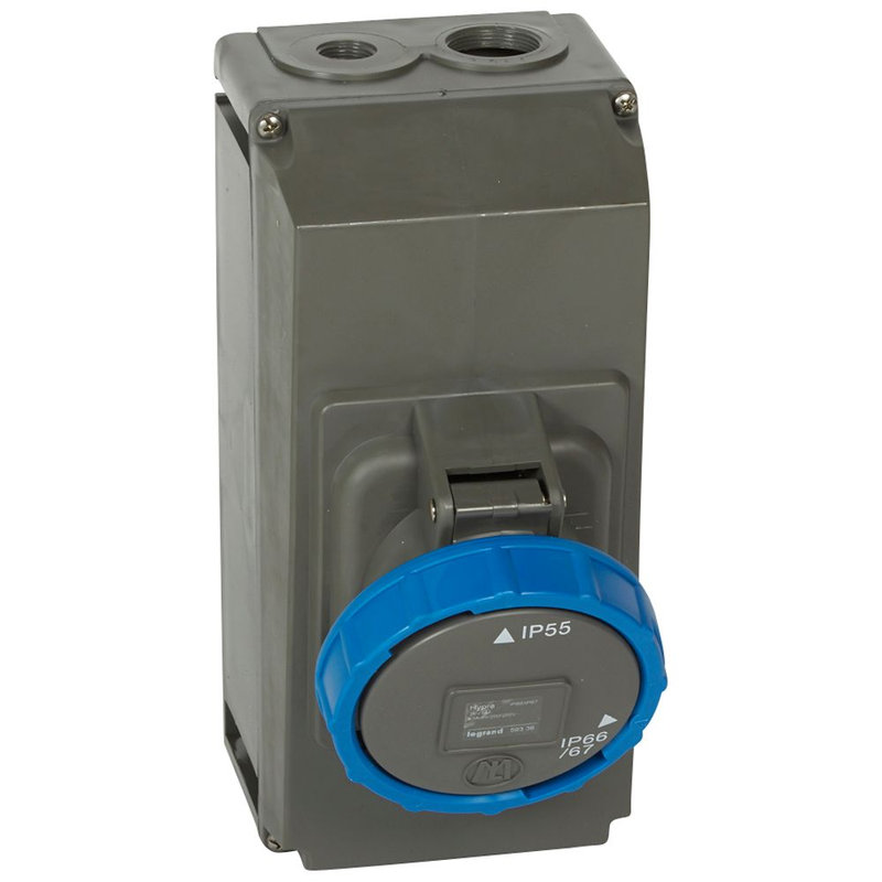 Legrand 059336 - Prise saillie simple fixe Hypra IP66/67-55 63A - 200V~ à 250V~ - 2P+T