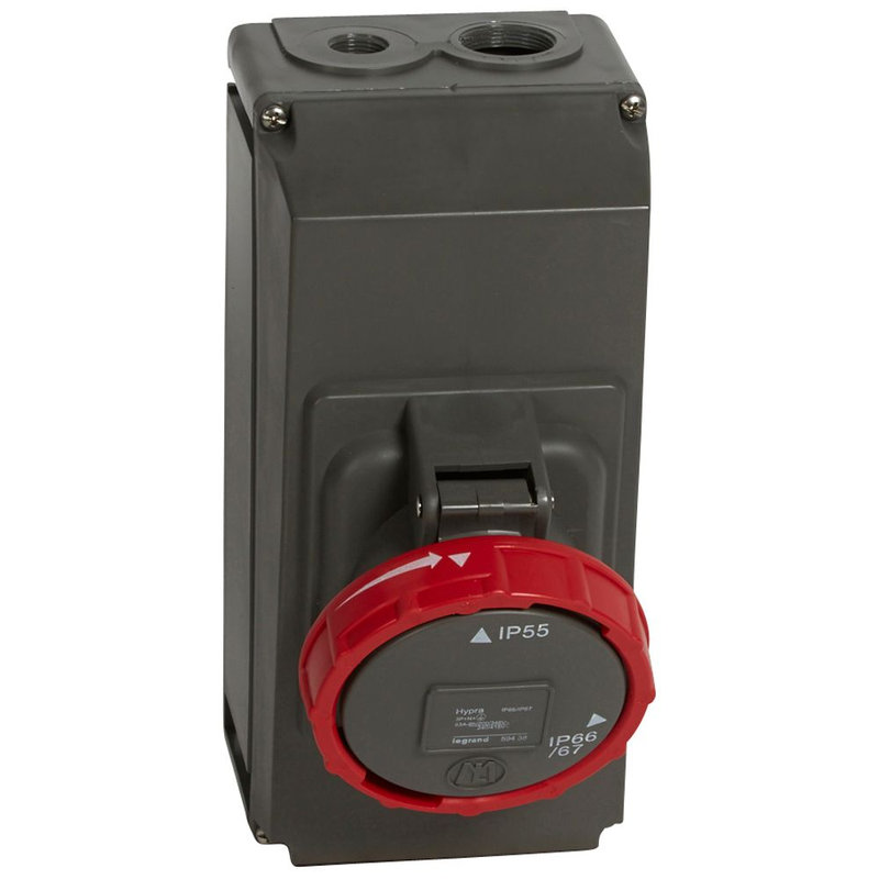 Legrand 059438 - Prise saillie simple fixe Hypra IP66/67-55 63A - 380V~ à 415V~ - 3P+N+T