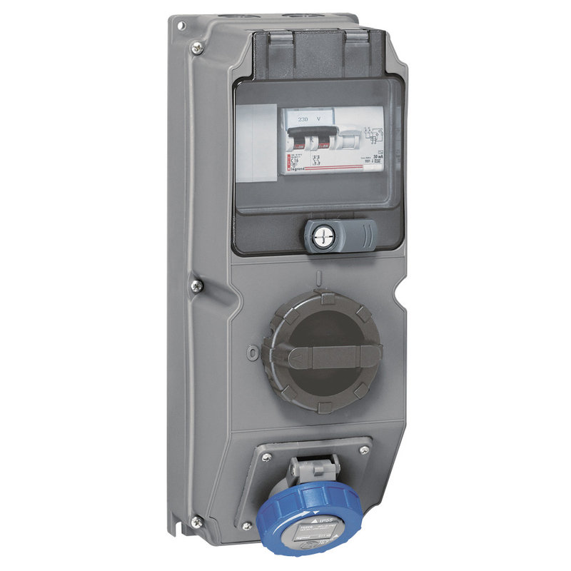 Legrand 059651 - Coffret monoprise Hypra IP66/67-55 1x 2P+T 16A 200-250V~ + 1 inter + 1 disj diff