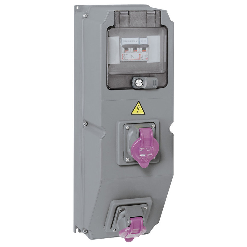 Legrand 059862 - Coffret multiprise Hypra IP44 - 2prises 2P 20V~ à 25V~ +1 disj.+1 transformateur