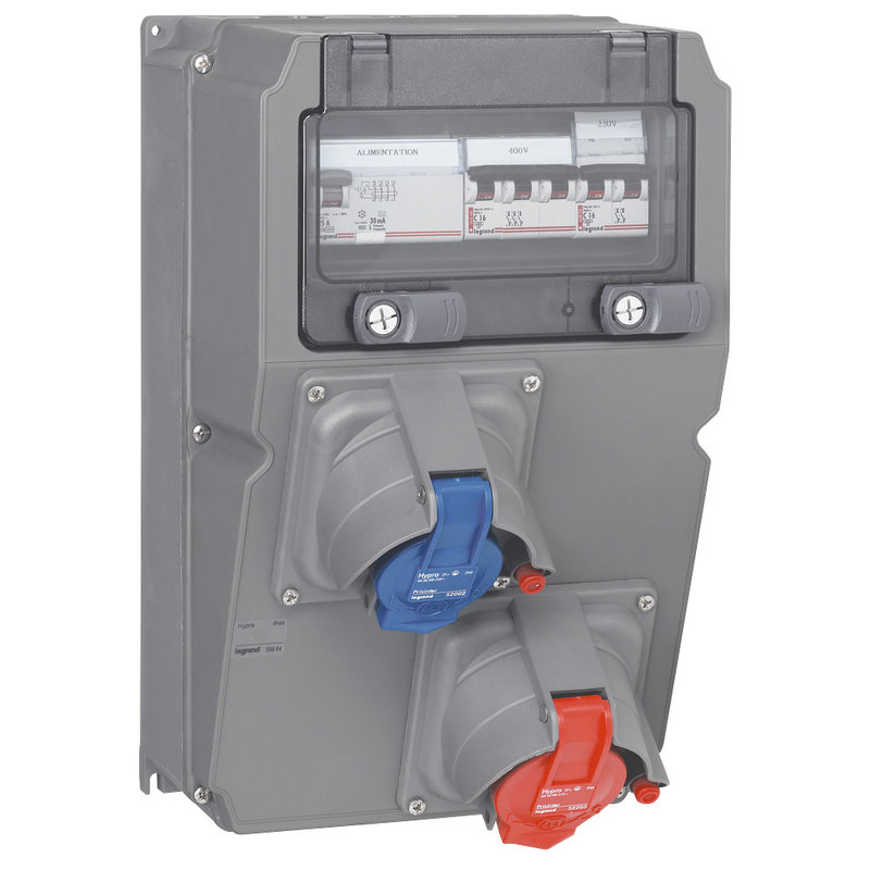 Legrand 059864 - Coffret multiprise Hypra IP44 - prise 2P+T + prise 3P+T + disj. + inter diff