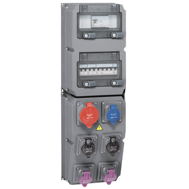 Legrand 059870 - Coffret multiprise Hypra IP44 -6 prises : prise 32A 3P+N+T + disj. + inter diff