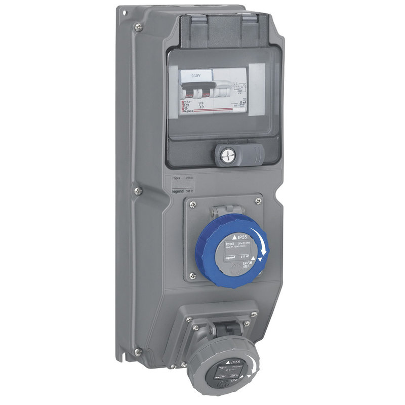 Legrand 059871 - Coffret multiprise Hypra IP66/67-55 - 2 prises 200V~ à 250V~ + disjoncteur diff