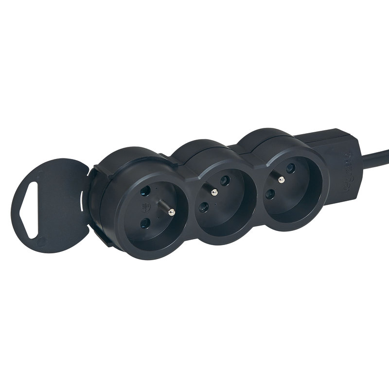 Legrand 050035 - Rallonge multiprise 3 prises de courant 2P+T 16A 230V avec cordon 3m - noir