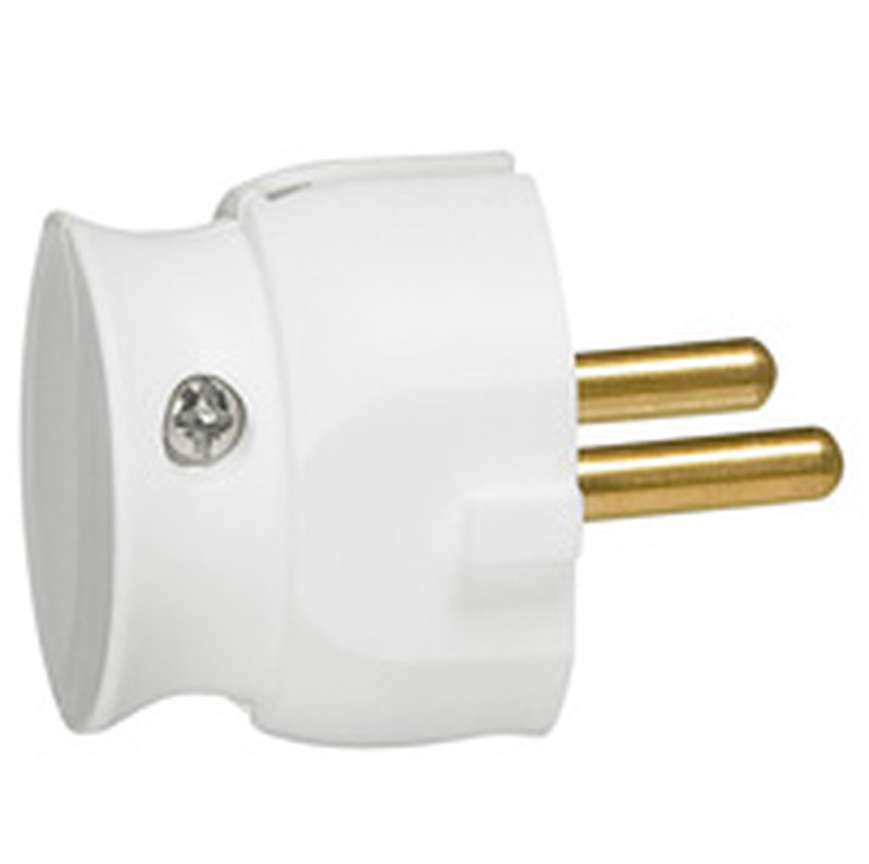 Legrand 050183 - Fiche plastique 2P 16A extra-plate à sortie latérale - blanc