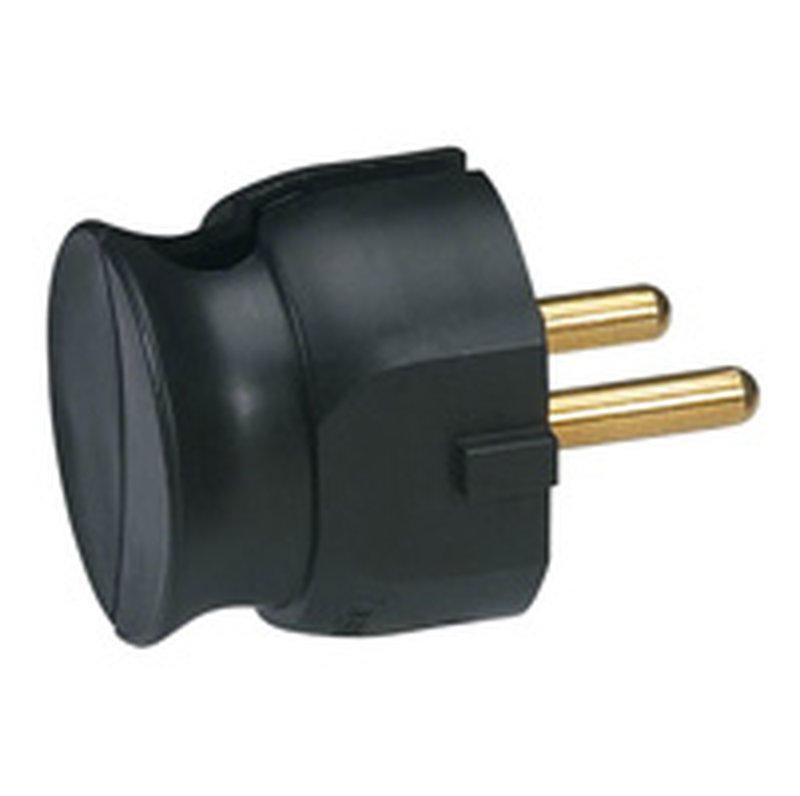 Legrand 050184 - Fiche plastique 2P 16A extra-plate à sortie latérale - noir