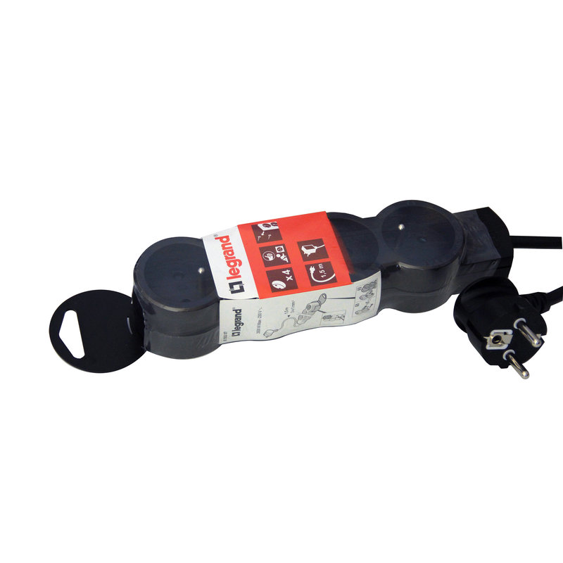 Legrand 050207 - Rallonge multiprise 4 prises de courant 2P+T 16A 230V avec cordon 1,5m