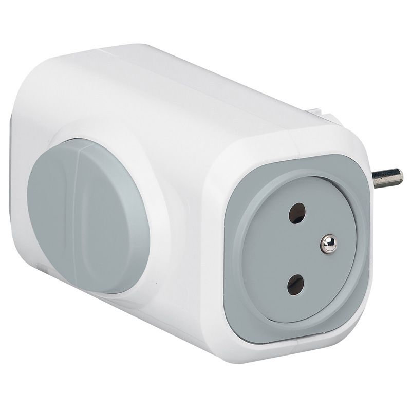 Legrand 050637 - Fiche 2x2P+T latérales avec bouton d'extraction 16A 230V - blanc/gris