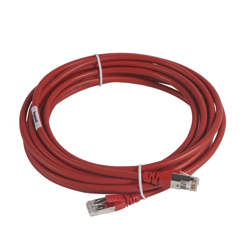 Legrand 051873 - Cordon de brassage RJ45 - LSOH- cat.6A - 100 ohms - S/FTP blindé- L. 5 m -rouge