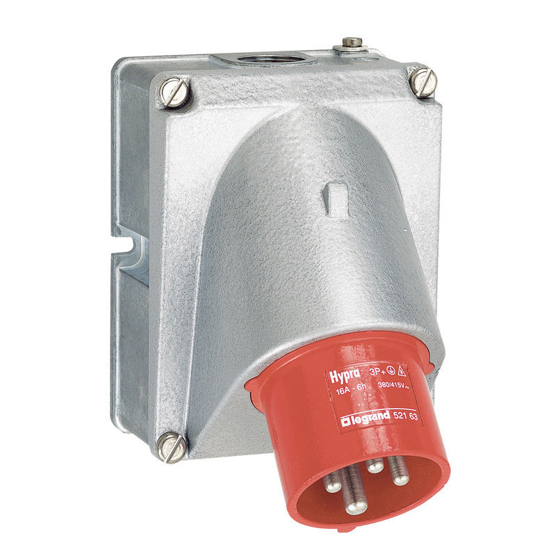Legrand 052863 - Fiche inclinée Hypra IP44 32A - 380V~ à 415V~ - 3P+T - métal