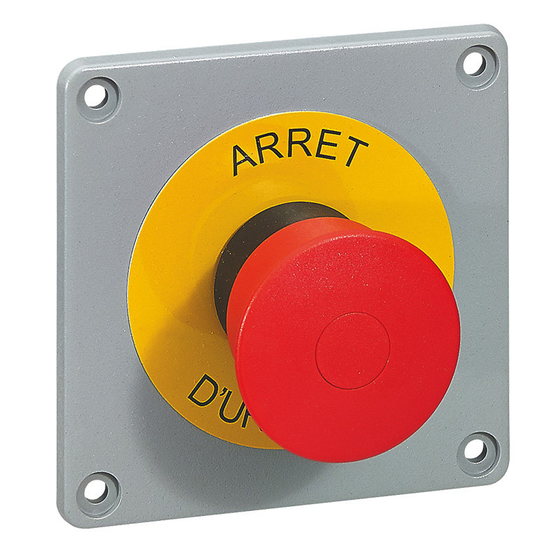 Legrand 057740 - Bouton d'arrêt d'urgence Osmoz pour coffret P17 - plastron pré-percé