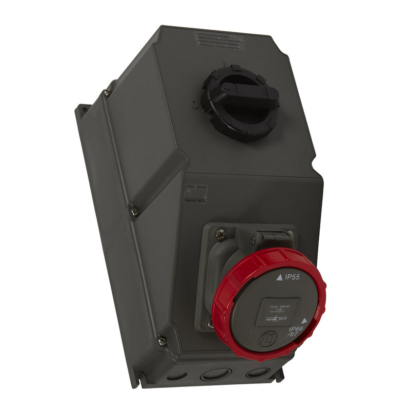 Legrand 059266 - Coffret monoprise Hypra IP66/67-55 - prise 3P+T 63A 380-415V~ 3P+T + inter