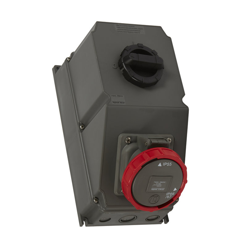 Legrand 059267 - Coffret monoprise Hypra IP66/67-55 -1x3P+N+T 63A 380V~ à 415V~ 3P+N+T et 1 inter
