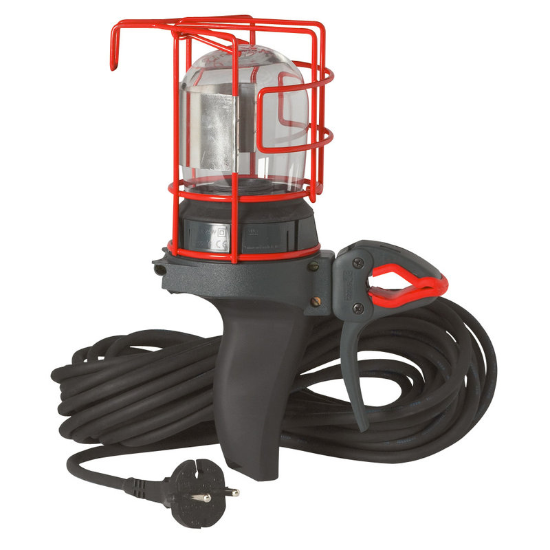 Legrand 062211 - Baladeuse chantier 230V - 75 W incandescent - fiche 2P -avec pince -cordon 10 m