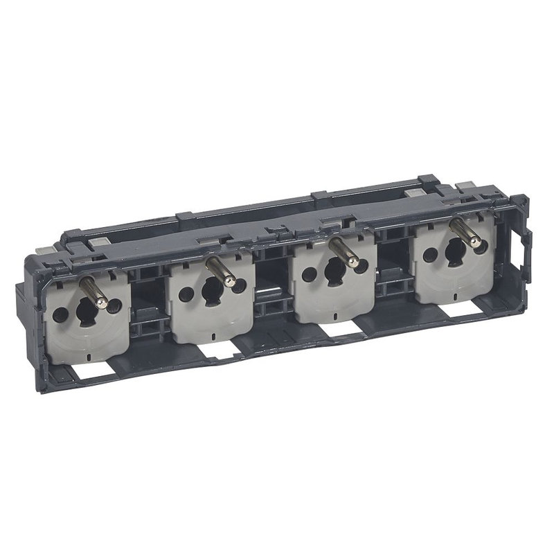 Legrand 067128 - Prise de courant quadruple 2P+T compacte précâblée standard français Céliane
