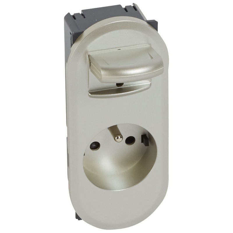 Legrand 067134 - Prise à manipulation facile Céliane 16A 250V 2P+T avec enjoliveur titane